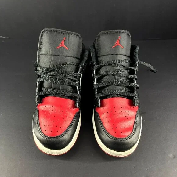 Nike Air Jordan 1 Low Black/Red/White Sneakers Size 7Y Basketball Shoes - Picture 5 of 7